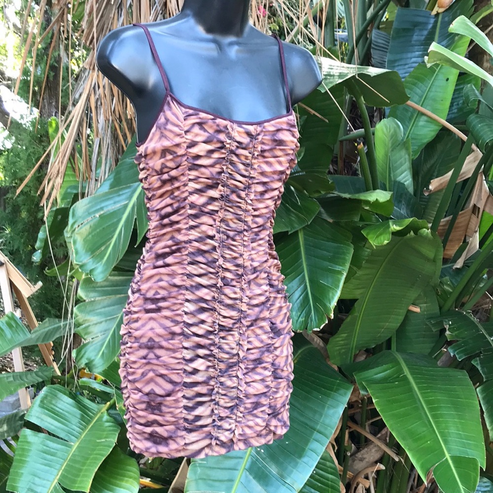 Urban outfitters animal print ruched slip dress